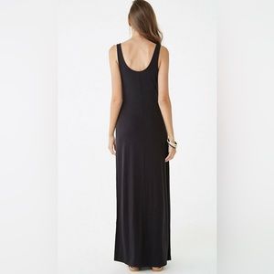 Vintage Black Stretching Jersey Solid Sleeveless Bodycon Maxi Dress